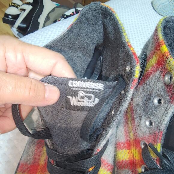 CONVERSE WOOLRICH COLLAB CHUCK TAYLORS  MENS SZ 10  HIGH TOP SNEAKER SHOES - Picture 3 of 10
